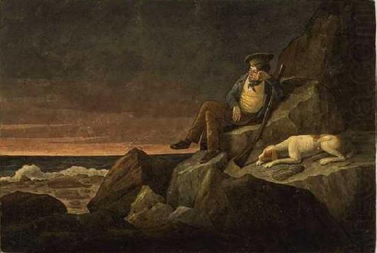 Augustus Earle Solitude, watching the horizon at sun set, in the hopes of seeing a vessel, Tristan de Acunha oil painting picture